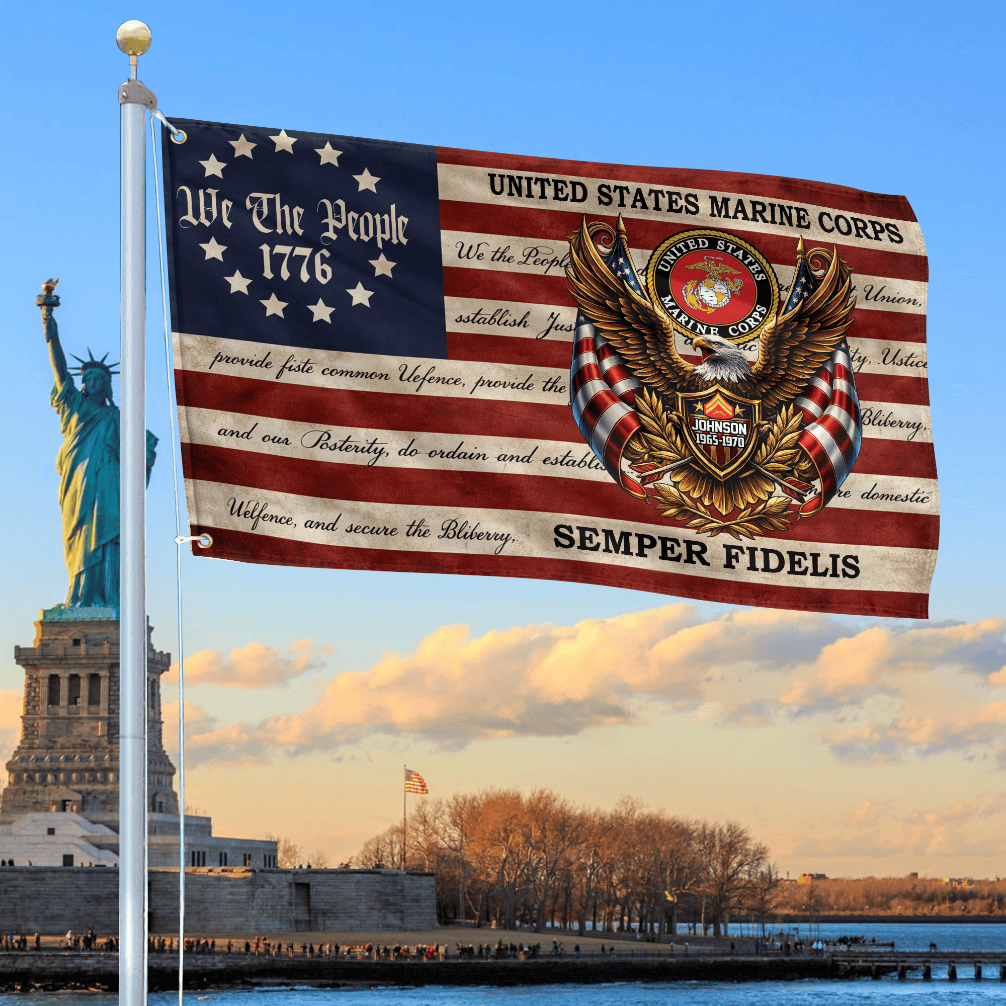 Premium Custom USMC Grommet Flag VPVC120150, Gifts For Marine Veteran, Best Gifts On Independence Day, Veterans Day