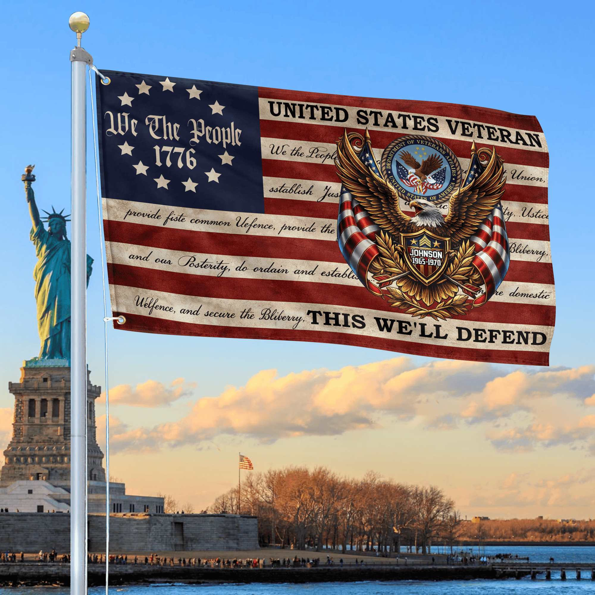 Premium Custom US Veteran Grommet Flag VPVC120153, Gifts For US Veteran, Best Gifts On Independence Day, Veterans Day