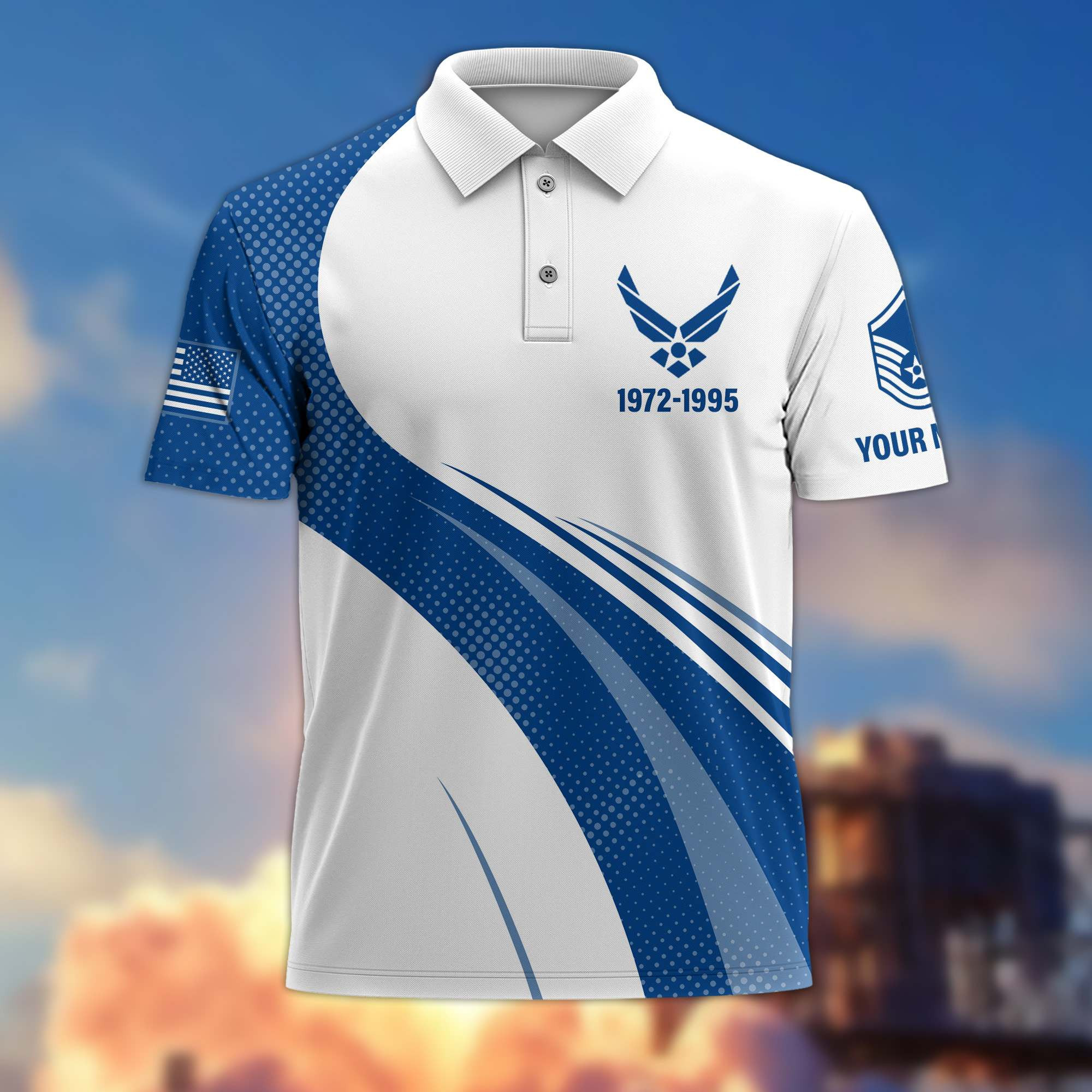 Premium Custom USAF Polo Shirt, Gifts For Air Force Veteran CPVC070410