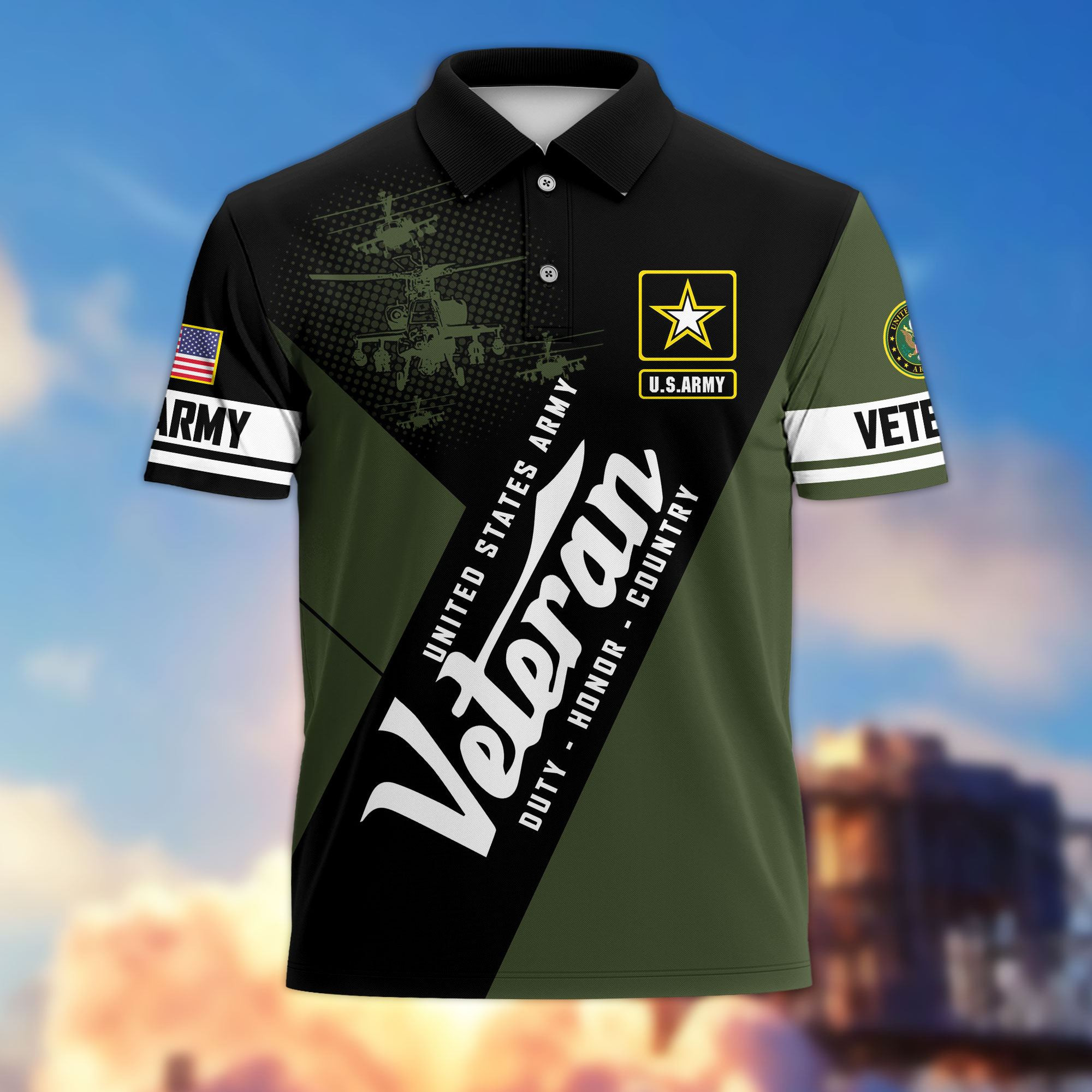 Premium US Veterans Polo Shirt ATTN250222, Gifts For US Veterans, Gifts On Father’s Day, Veterans Day