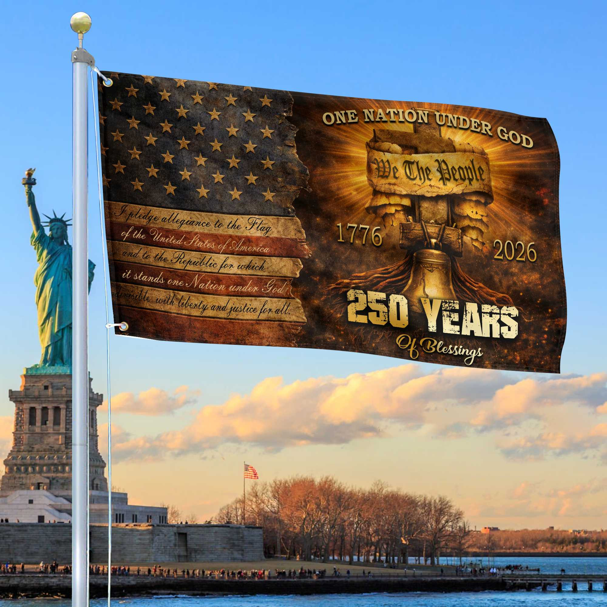 Premium America 250th Anniversary Grommet Flag VPVC120165, America 250th Flag, America 250th Birthday, Best Gifts On Independence Day, Veterans Day