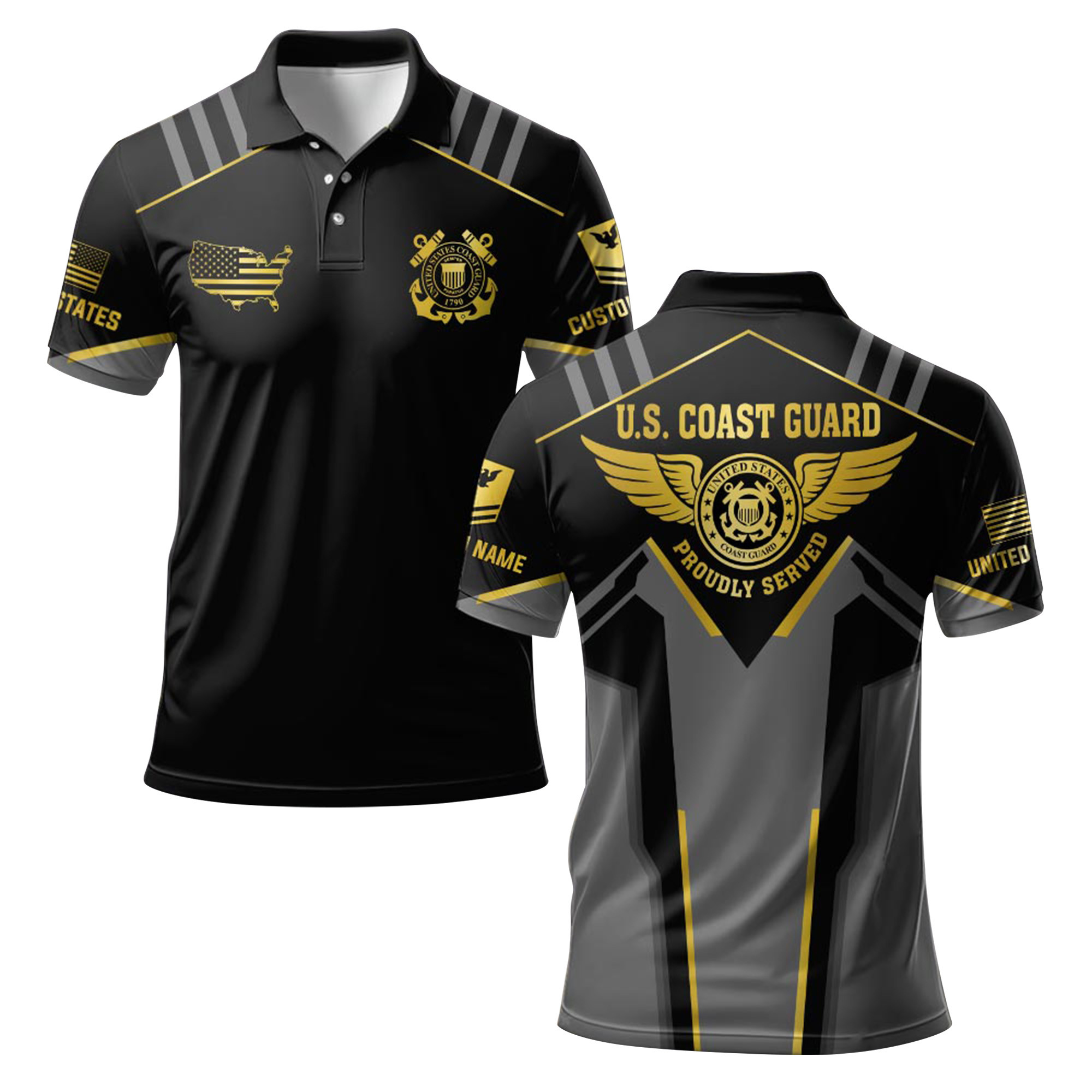 Premium Custom USCG Polo Shirt VPVC219283, Gifts For Coast Guard Veteran, Gifts For Veterans Day