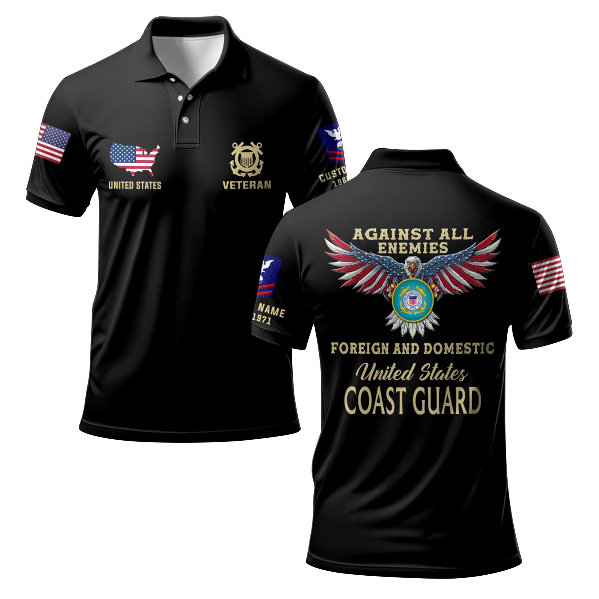 Premium Custom USCG Polo Shirt VPVC219284, Gifts For Coast Guard Veteran, Gifts For Veterans Day