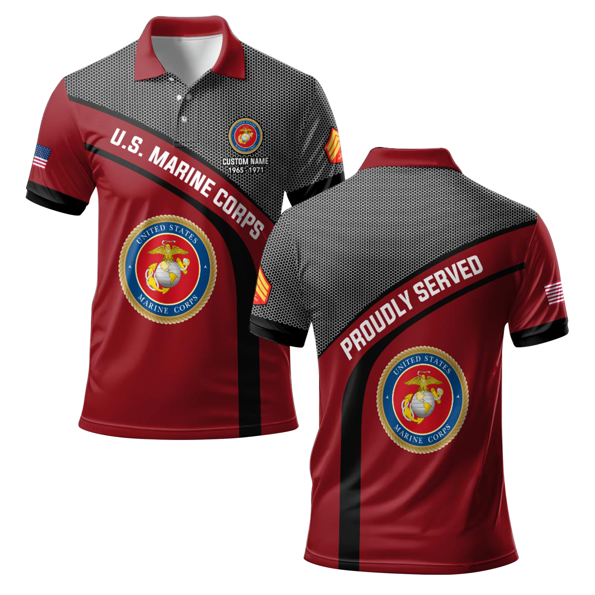 Premium Custom USMC Polo Shirt VPVC219286, Gifts For Marine Veteran, Gifts For Veterans Day