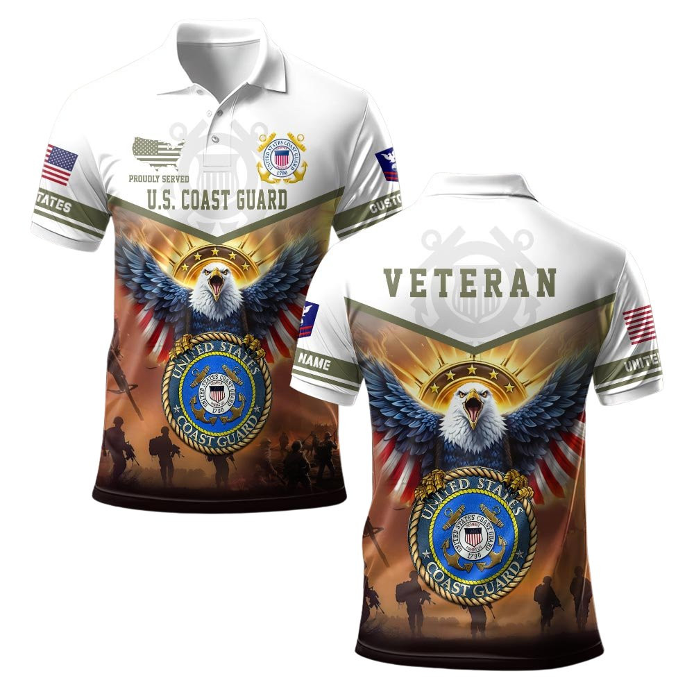 Premium Custom USCG Polo Shirt VPVC219288, Gifts For Coast Guard Veteran, Gifts For Veterans Day