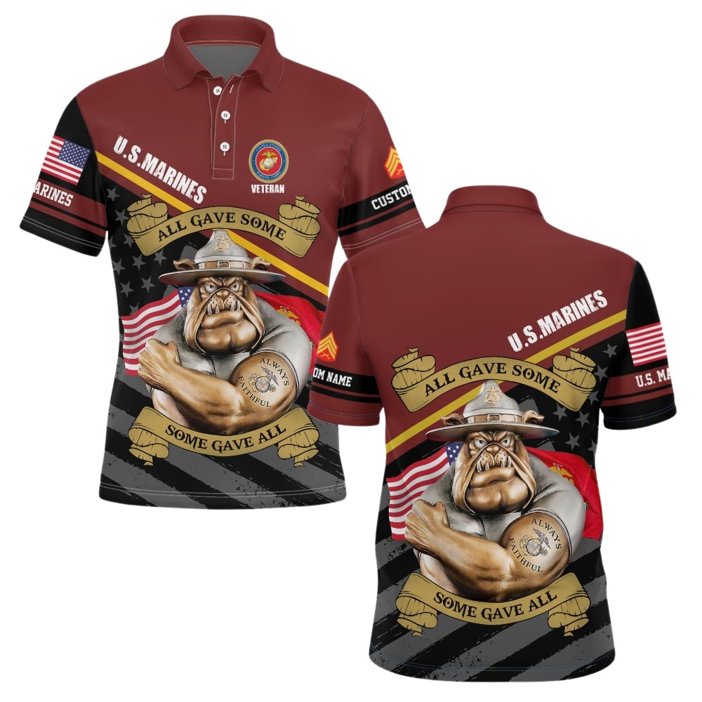 Premium Custom USMC Polo Shirt VPVC219290, Gifts For Marine Veteran, Gifts For Veterans Day