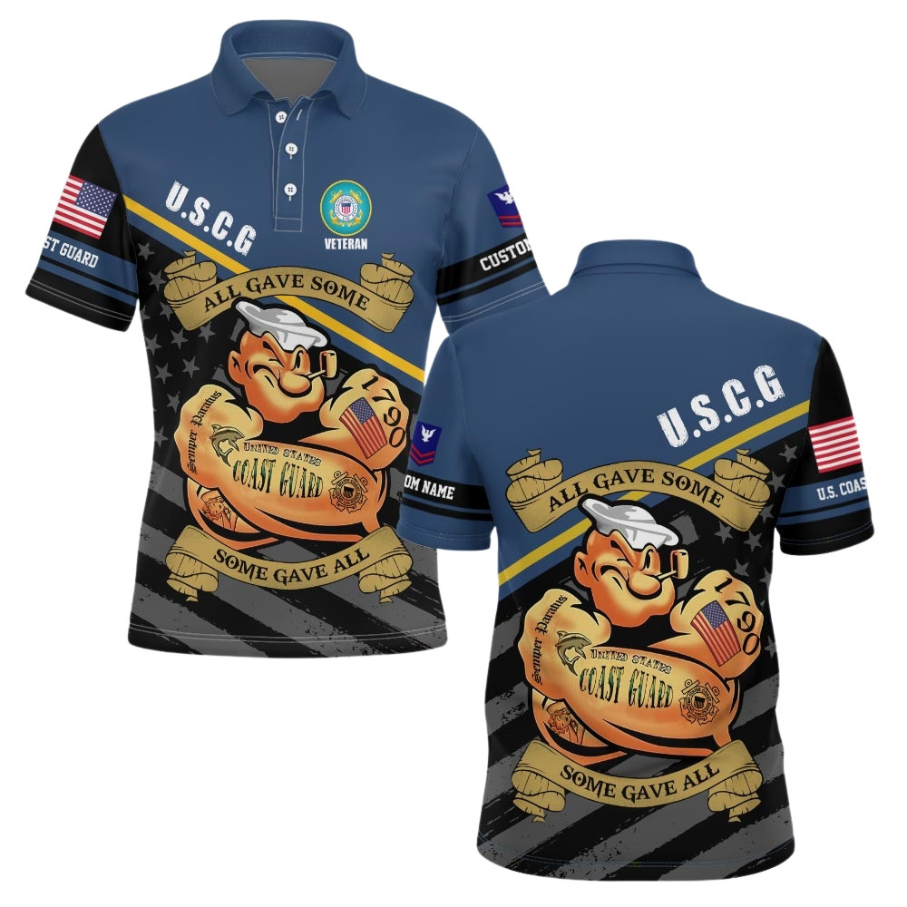 Premium Custom USCG Polo Shirt VPVC219292, Gifts For Coast Guard Veteran, Gifts For Veterans Day