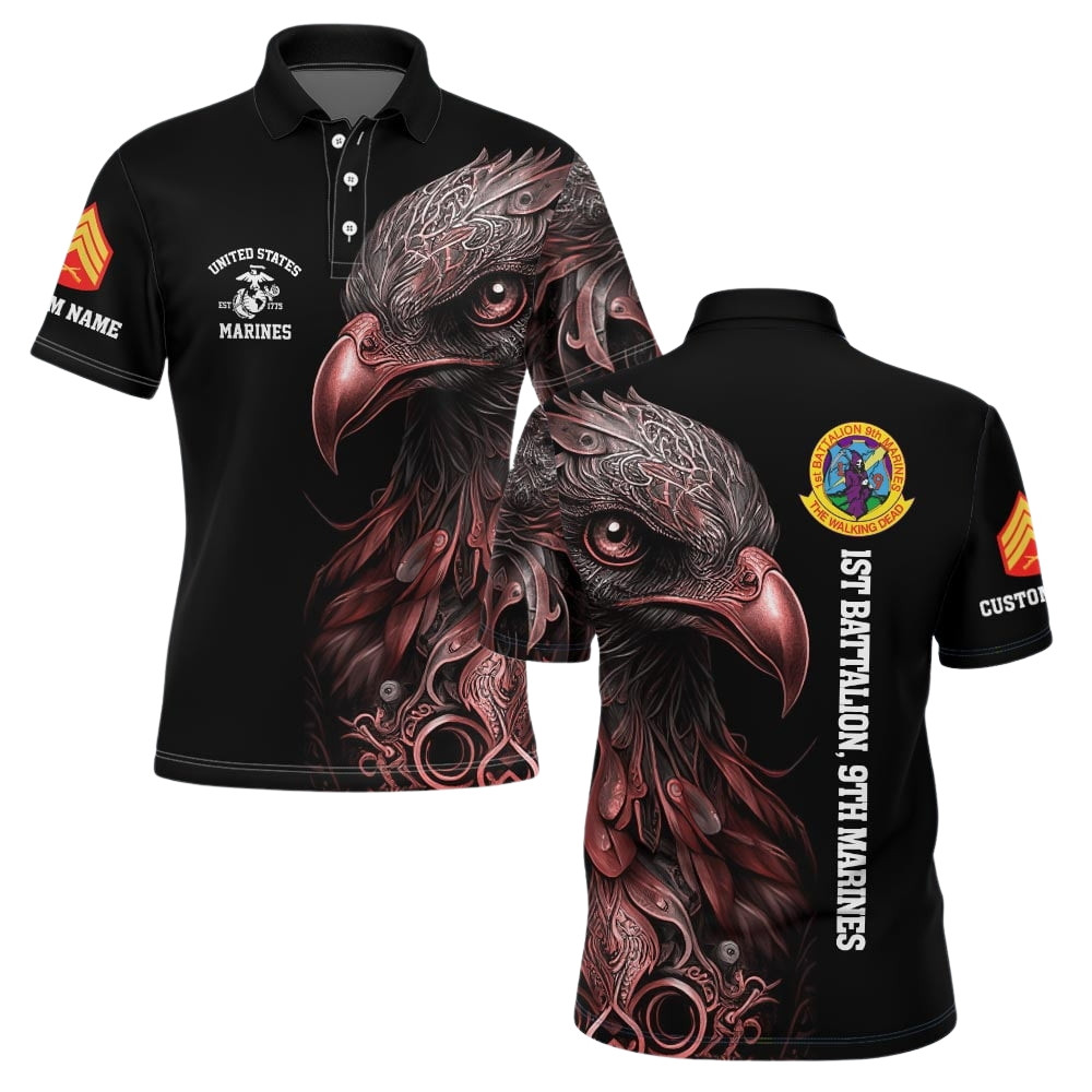 Premium Custom USMC Polo Shirt VPVC219295, Gifts For Marine Veteran, Gifts For Veterans Day