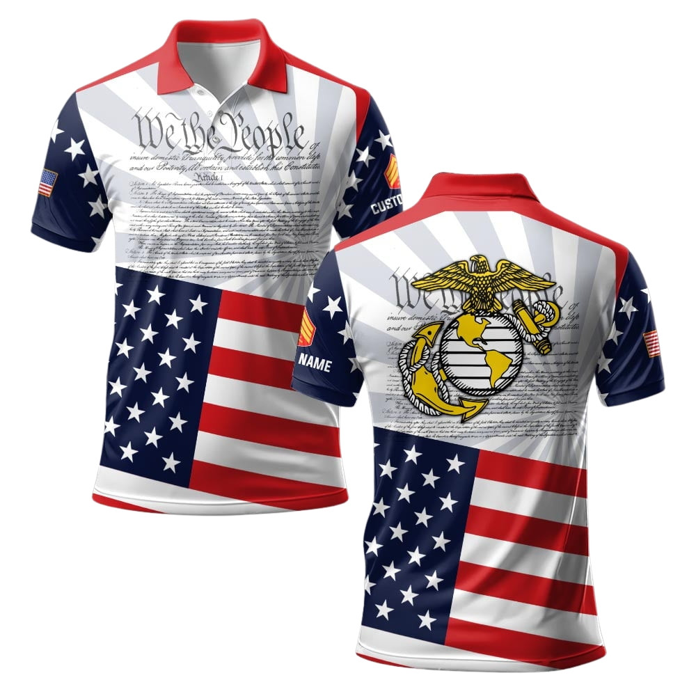 Premium Custom USMC Polo Shirt VPVC219300, Gifts For Marine Veteran, Gifts For Veterans Day
