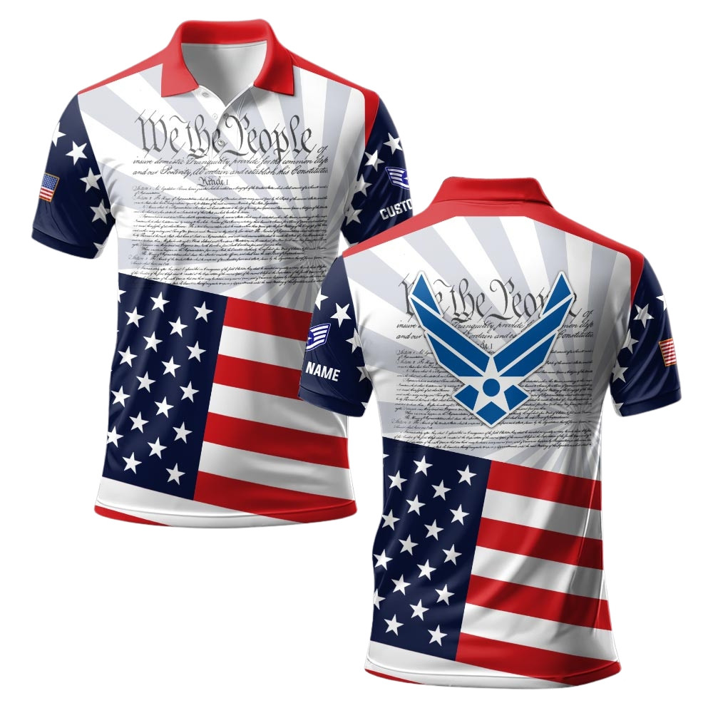 Premium Custom USAF Polo Shirt VPVC219301, Gifts For Air Force Veteran, Gifts For Veterans Day