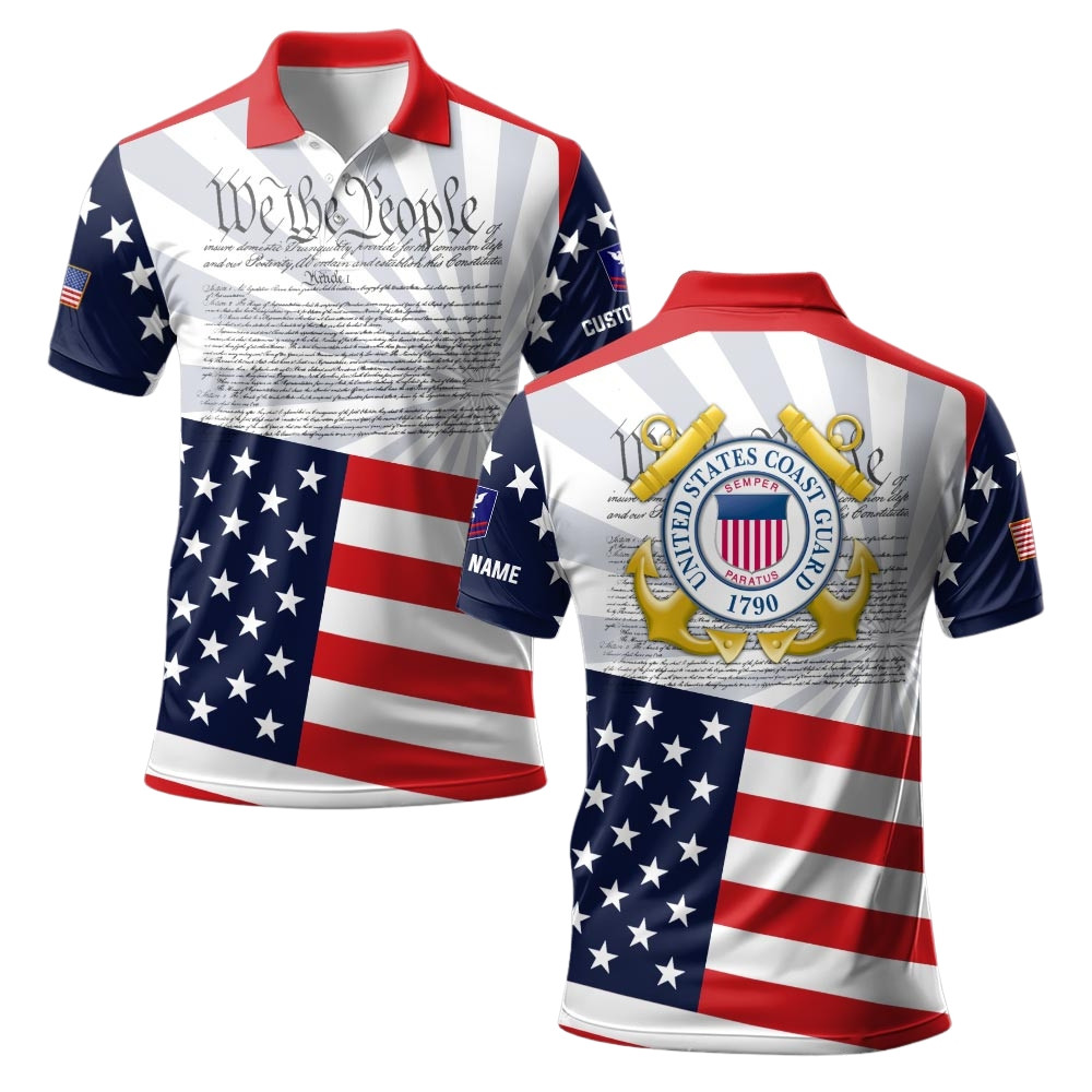 Premium Custom USCG Polo Shirt VPVC219302, Gifts For Coast Guard Veteran, Gifts For Veterans Day