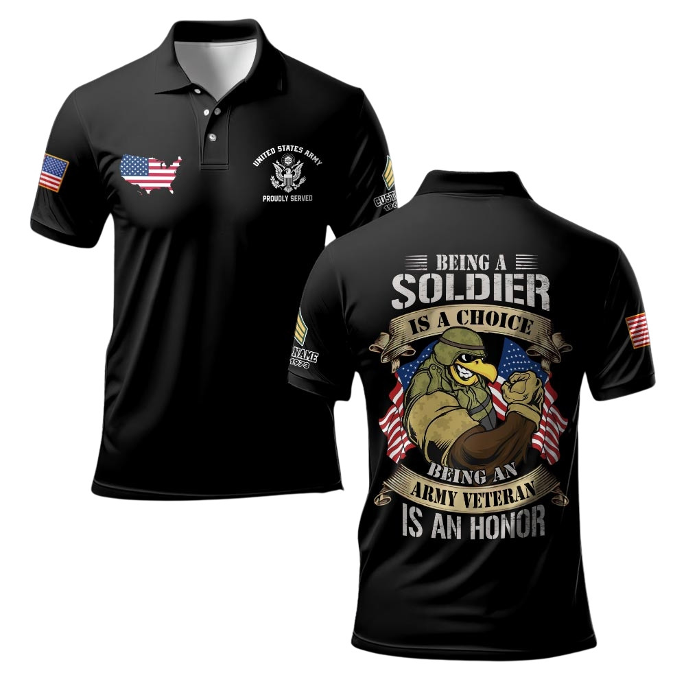 Premium Custom US Army Polo Shirt VPVC219303, Gifts For Army Veteran, Gifts For Veterans Day