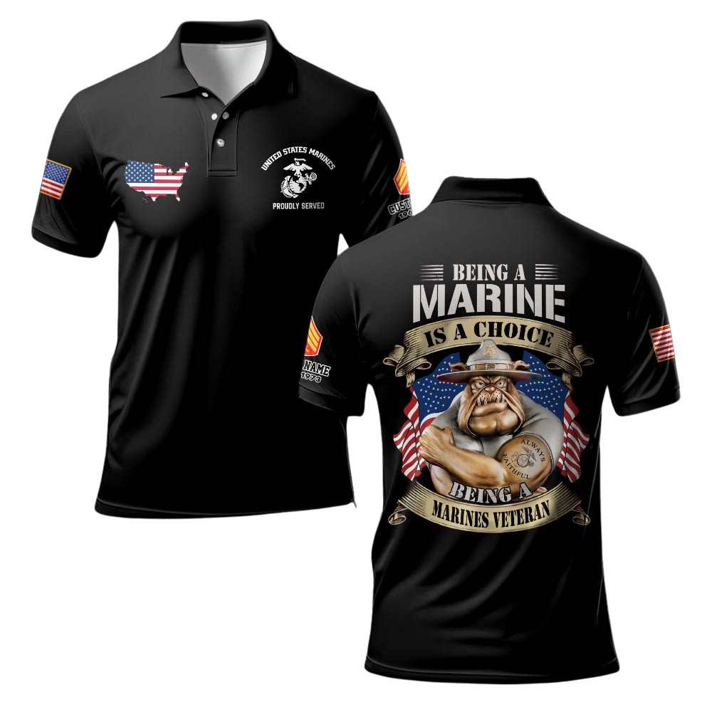 Premium Custom USMC Polo Shirt VPVC219305, Gifts For Marine Veteran, Gifts For Veterans Day