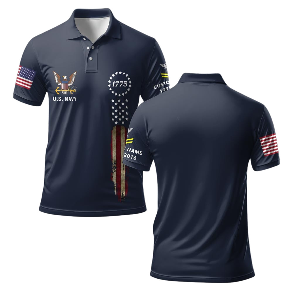 Premium Custom US Navy Polo Shirt VPVC219314, Gifts For Navy Veteran, Gifts For Veterans Day