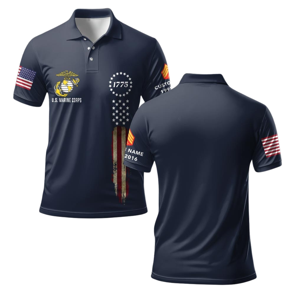 Premium Custom USMC Polo Shirt VPVC219315, Gifts For Marine Veteran, Gifts For Veterans Day
