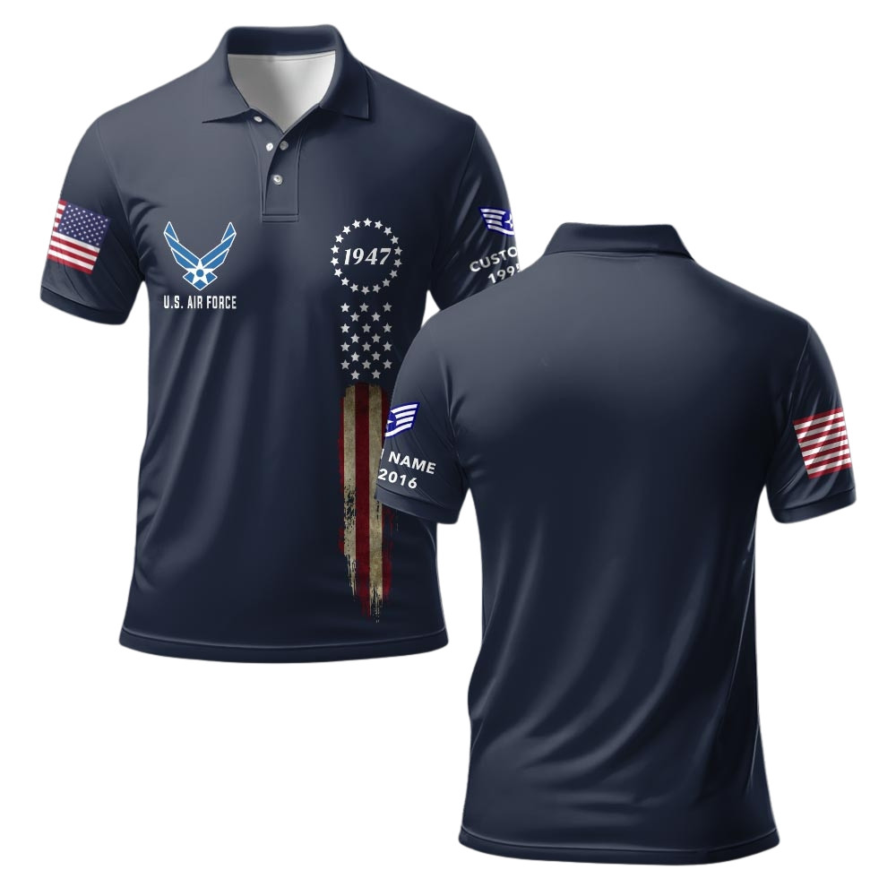 Premium Custom USAF Polo Shirt VPVC219316, Gifts For Air Force Veteran, Gifts For Veterans Day