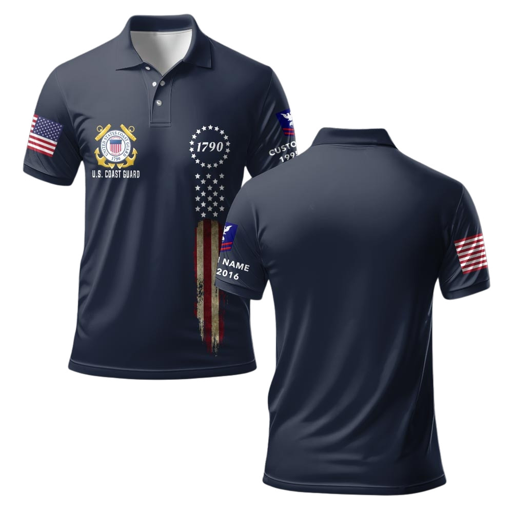 Premium Custom USCG Polo Shirt VPVC219317, Gifts For Coast Guard Veteran, Gifts For Veterans Day