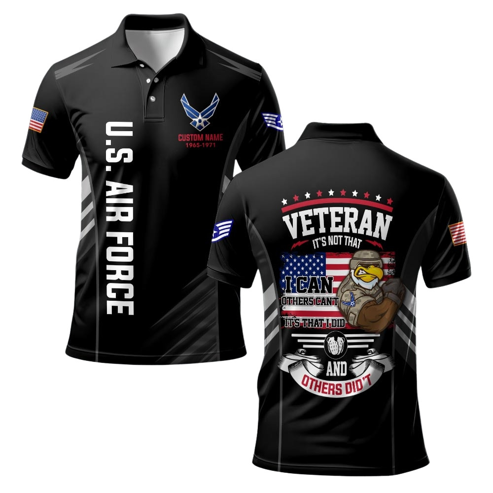 Premium Custom USAF Polo Shirt VPVC219321, Gifts For Air Force Veteran, Gifts For Veterans Day