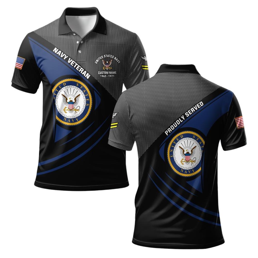 Premium Custom US Navy Polo Shirt VPVC219324, Gifts For Navy Veteran, Gifts For Veterans Day