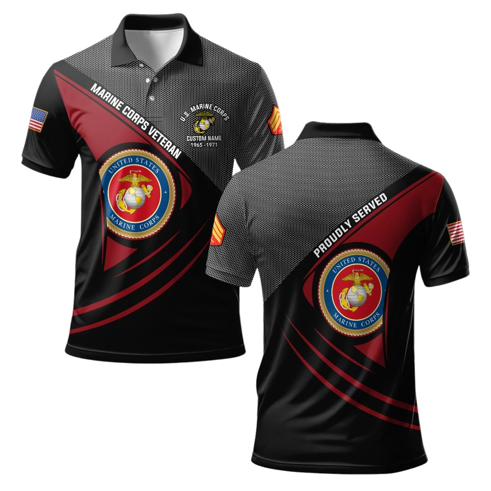 Premium Custom USMC Polo Shirt VPVC219325, Gifts For Marine Veteran, Gifts For Veterans Day