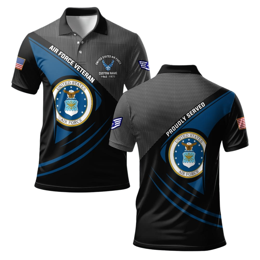 Premium Custom USAF Polo Shirt VPVC219326, Gifts For Air Force Veteran, Gifts For Veterans Day