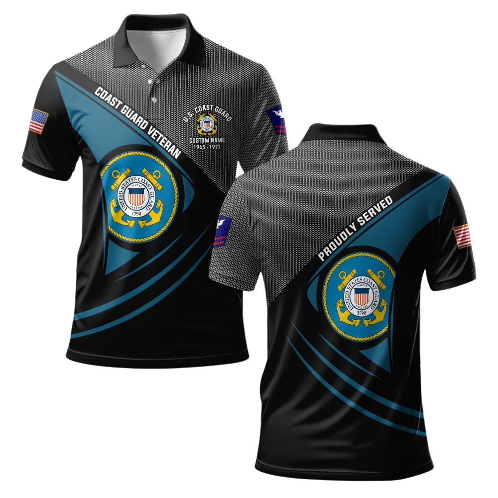 Premium Custom USCG Polo Shirt VPVC219327, Gifts For Coast Guard Veteran, Gifts For Veterans Day