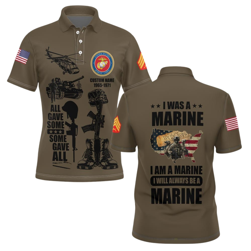 Premium Custom USMC Polo Shirt VPVC219330, Gifts For Marine Veteran, Gifts For Veterans Day