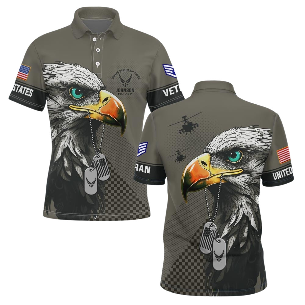 Premium Custom USAF Polo Shirt VPVC219336, Gifts For Air Force Veteran, Gifts For Veterans Day