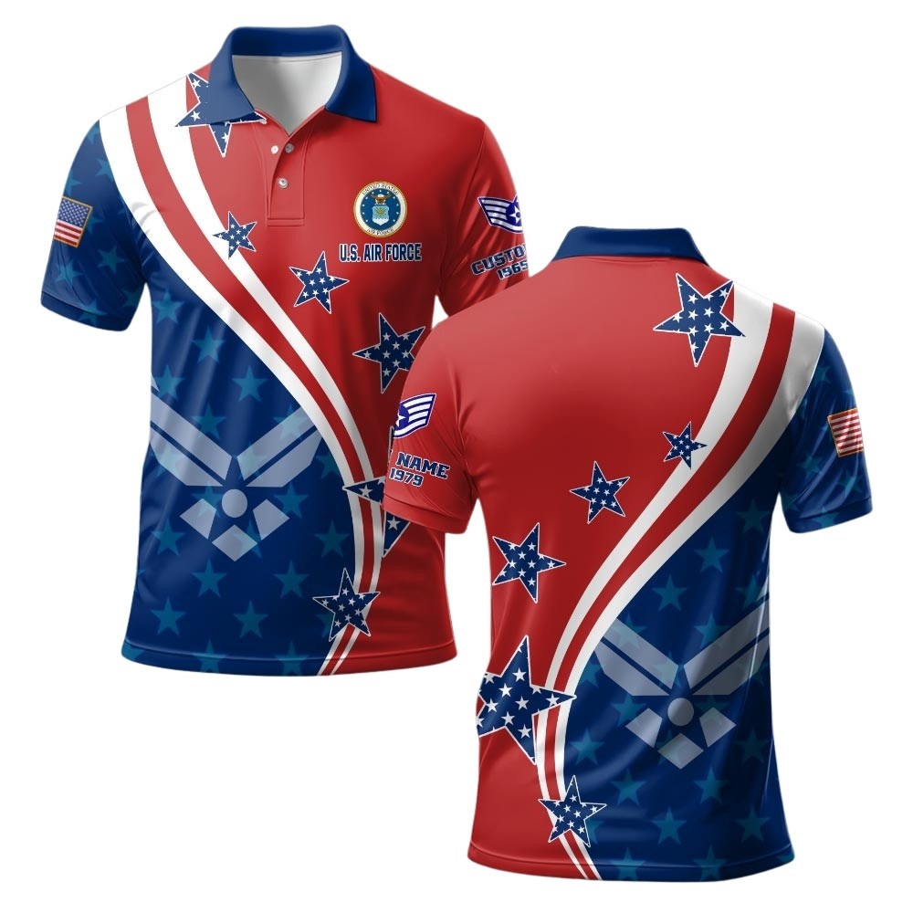 Premium Custom USAF Polo Shirt VPVC219342, Gifts For Air Force Veteran, Gifts For Veterans Day