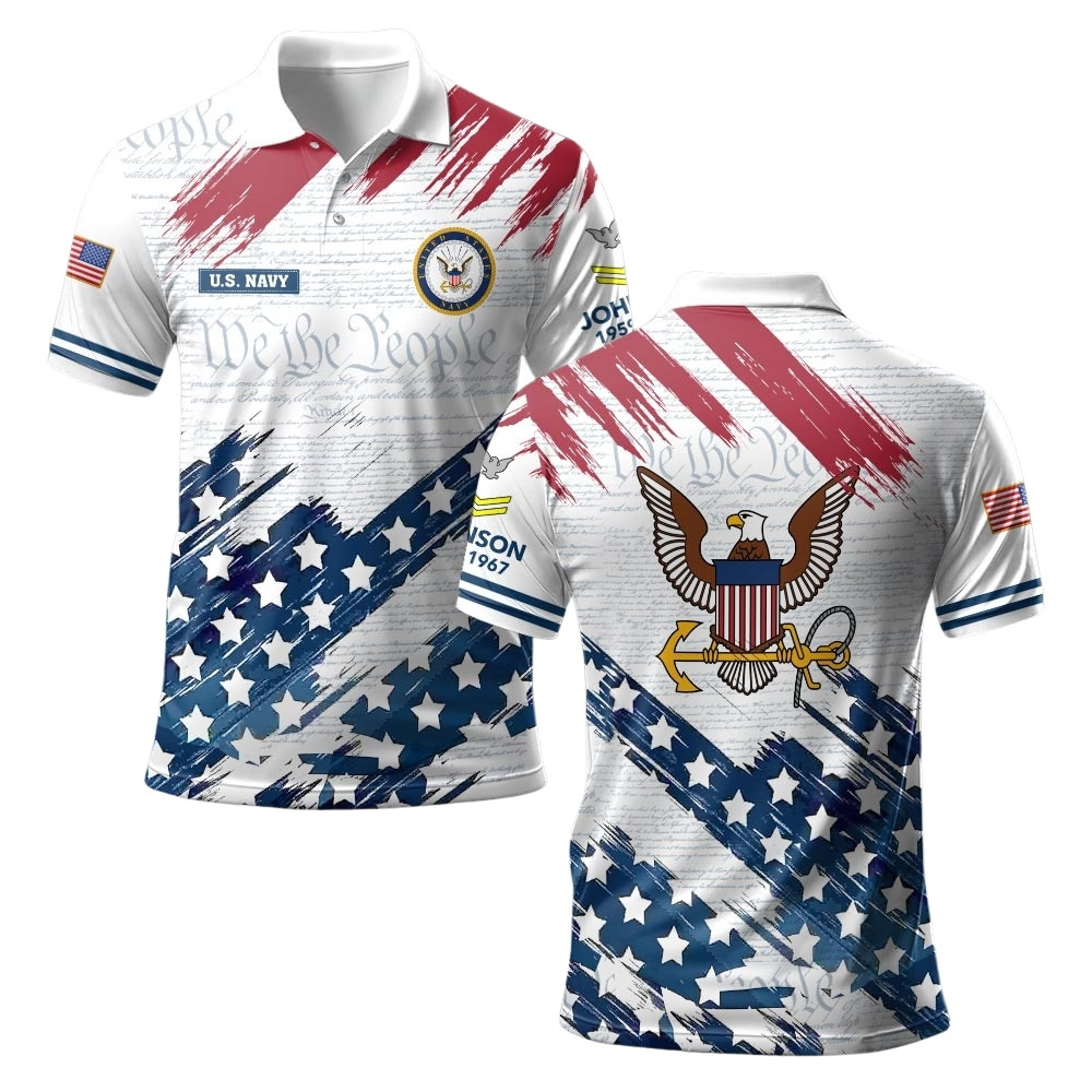 Premium Custom US Navy Polo Shirt VPVC219345, Gifts For Navy Veteran, Gifts For Veterans Day