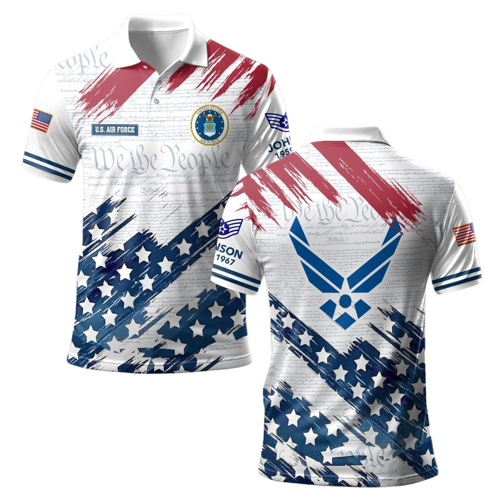 Premium Custom USAF Polo Shirt VPVC219347, Gifts For Air Force Veteran, Gifts For Veterans Day
