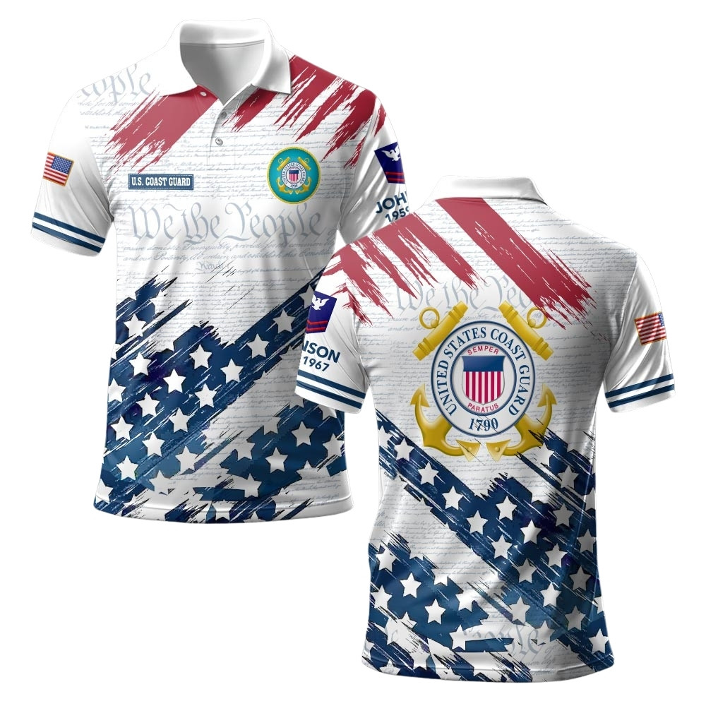 Premium Custom USCG Polo Shirt VPVC219348, Gifts For Coast Guard Veteran, Gifts For Veterans Day