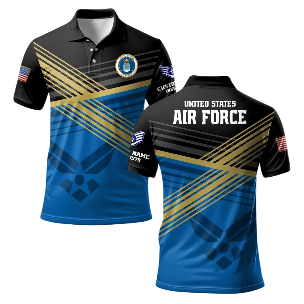 Premium Custom USAF Polo Shirt VPVC219352, Gifts For Air Force Veteran, Gifts For Veterans Day