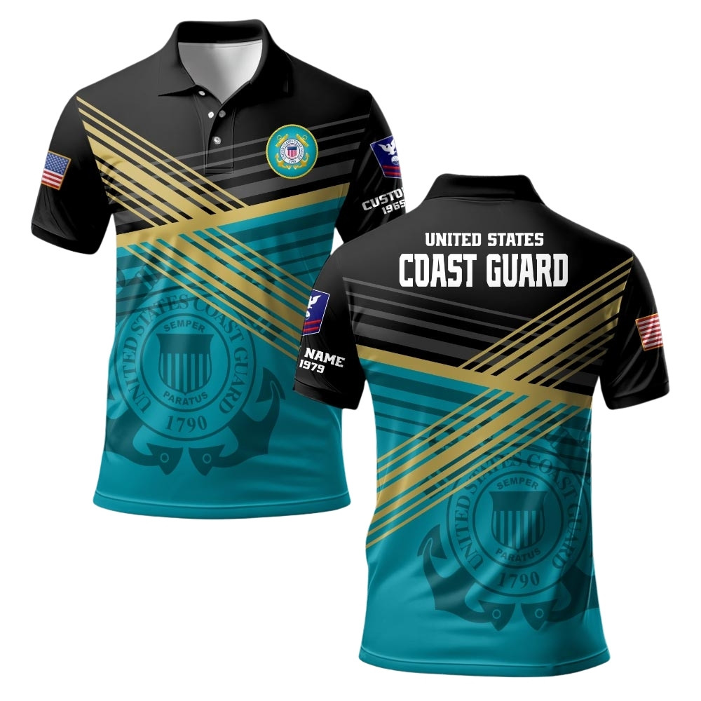Premium Custom USCG Polo Shirt VPVC219353, Gifts For Coast Guard Veteran, Gifts For Veterans Day