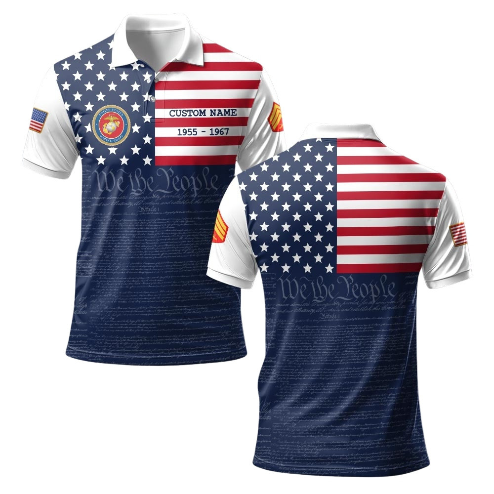 Premium Custom USMC Polo Shirt VPVC219356, Gifts For Marine Veteran, Gifts For Veterans Day