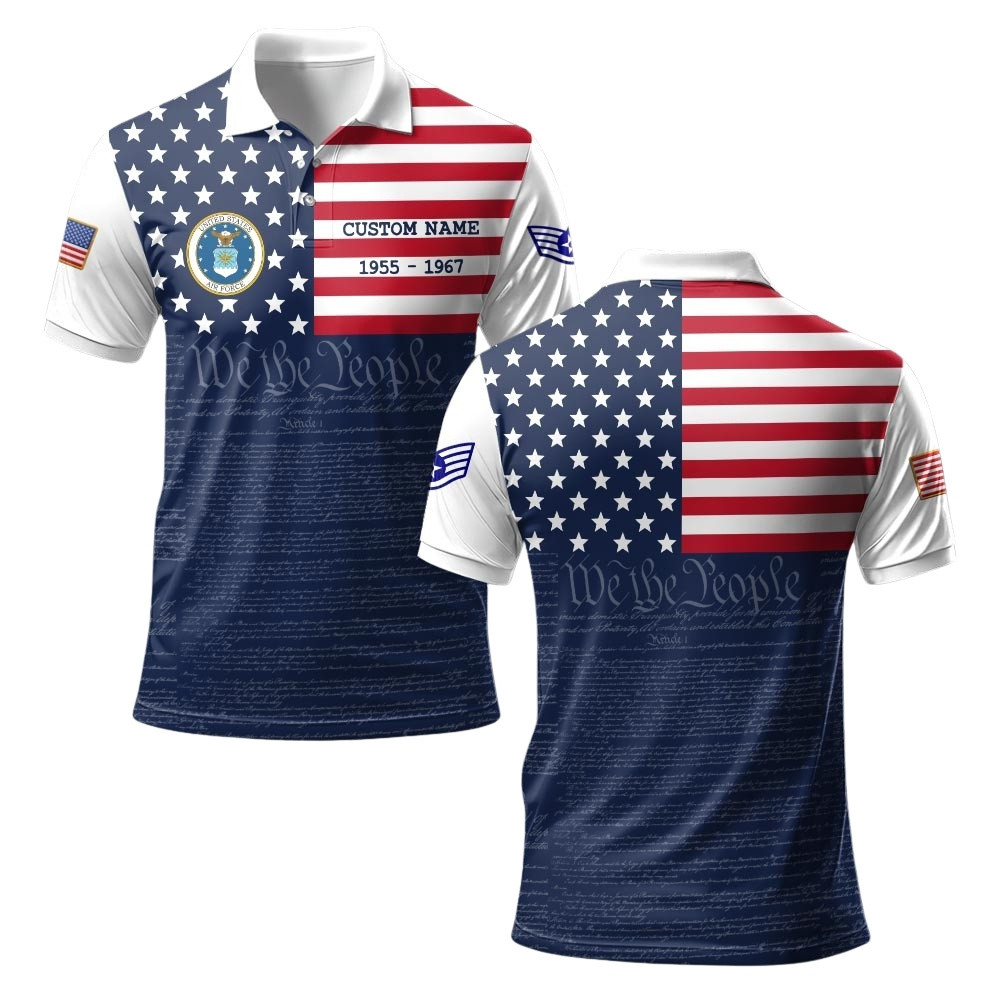 Premium Custom USAF Polo Shirt VPVC219357, Gifts For Air Force Veteran, Gifts For Veterans Day