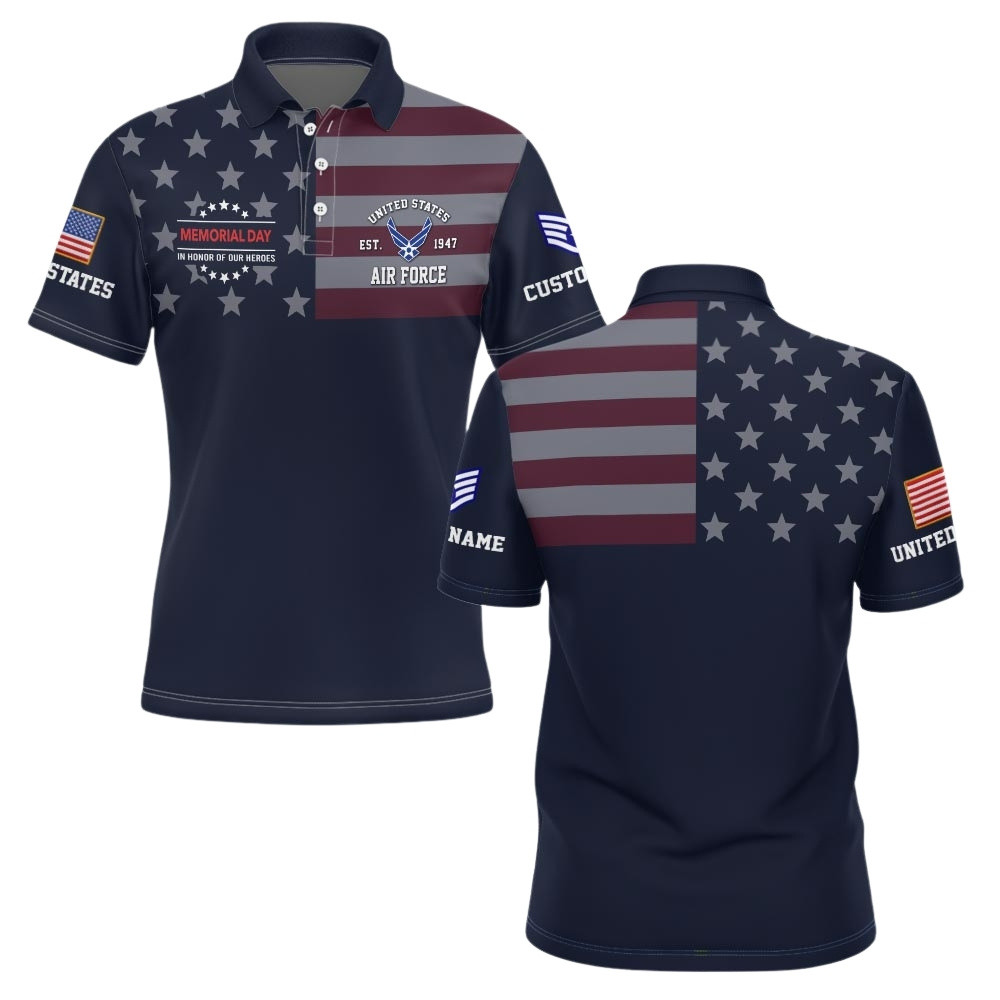 Premium Memorial Day In Honor Of Our Heroes Custom USAF Polo Shirt VPVC219362, Gifts For Air Force Veteran, Gifts For Memorial Day, Veterans Day