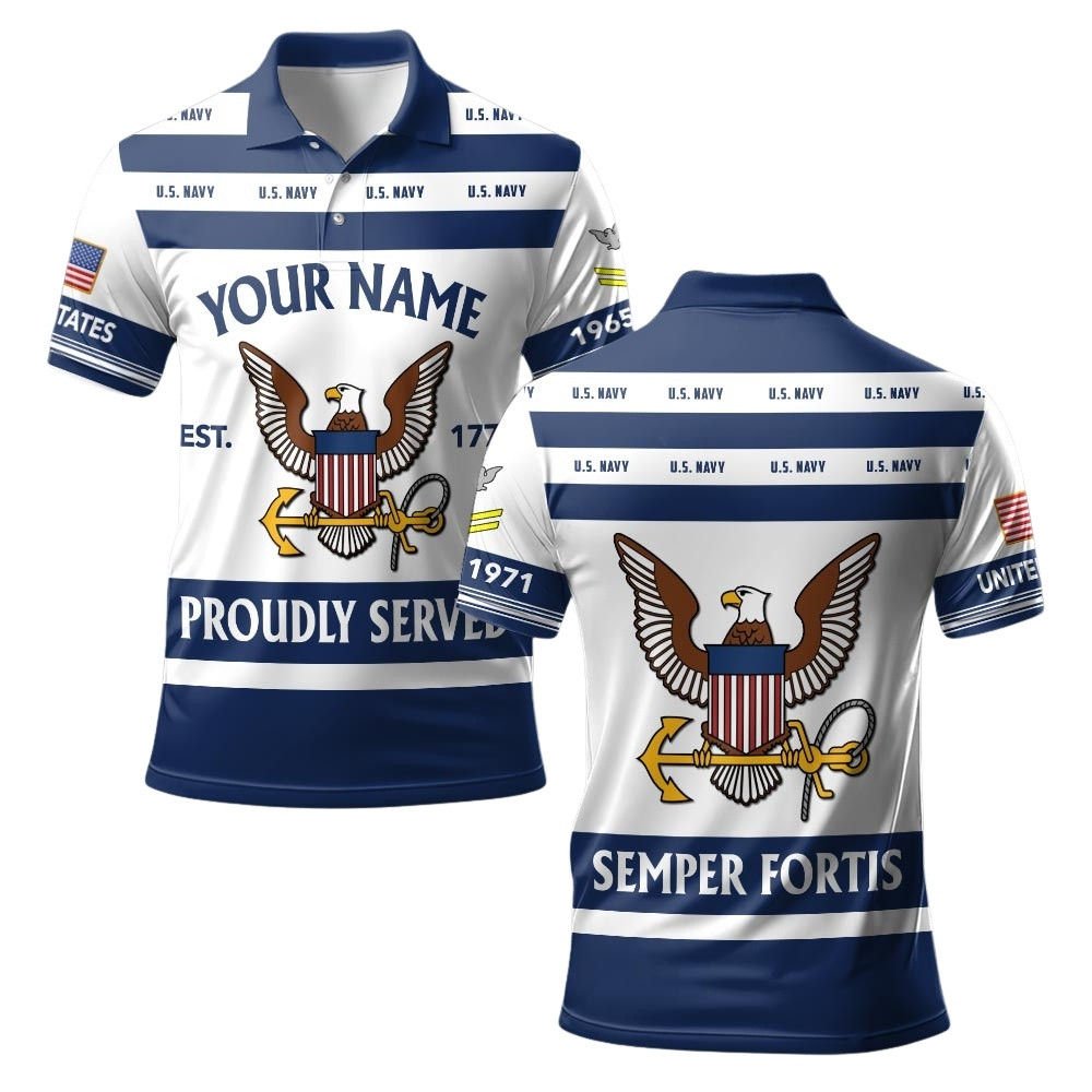 Premium Custom US Navy Polo Shirt VPVC219365, Gifts For Navy Veteran, Gifts For Veterans Day