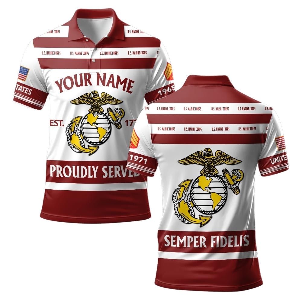 Premium Custom USMC Polo Shirt VPVC219366, Gifts For Marine Veteran, Gifts For Veterans Day