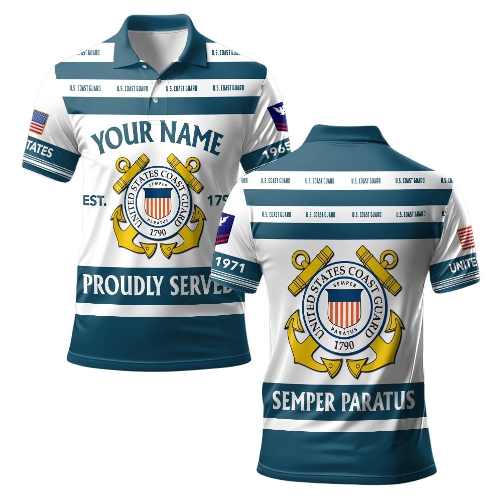 Premium Custom USCG Polo Shirt VPVC219368, Gifts For Coast Guard Veteran, Gifts For Veterans Day