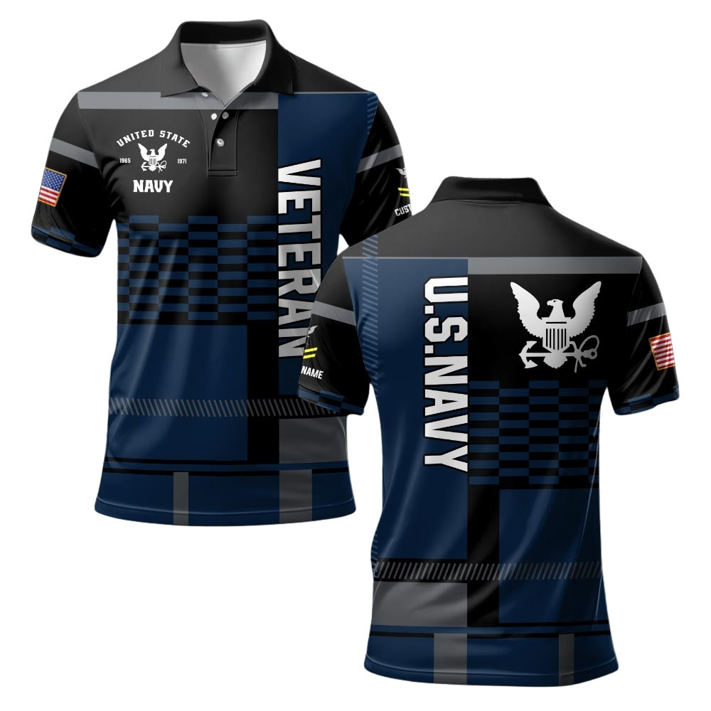 Premium Custom US Navy Polo Shirt VPVC219370, Gifts For Navy Veteran, Gifts For Veterans Day