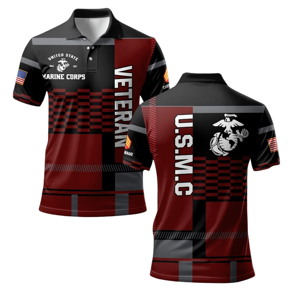 Premium Custom USMC Polo Shirt VPVC219371, Gifts For Marine Veteran, Gifts For Veterans Day
