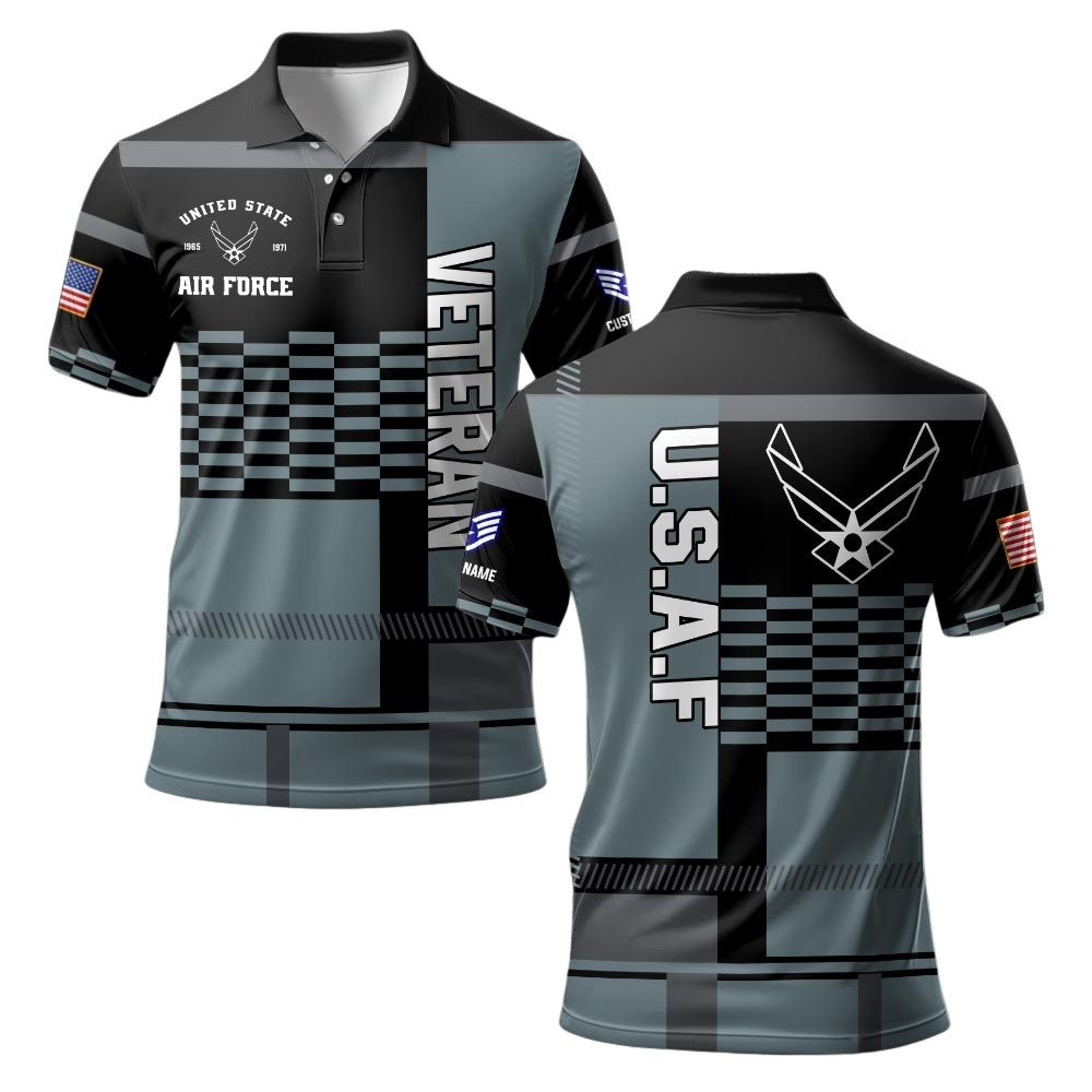 Premium Custom USAF Polo Shirt VPVC219372, Gifts For Air Force Veteran, Gifts For Veterans Day