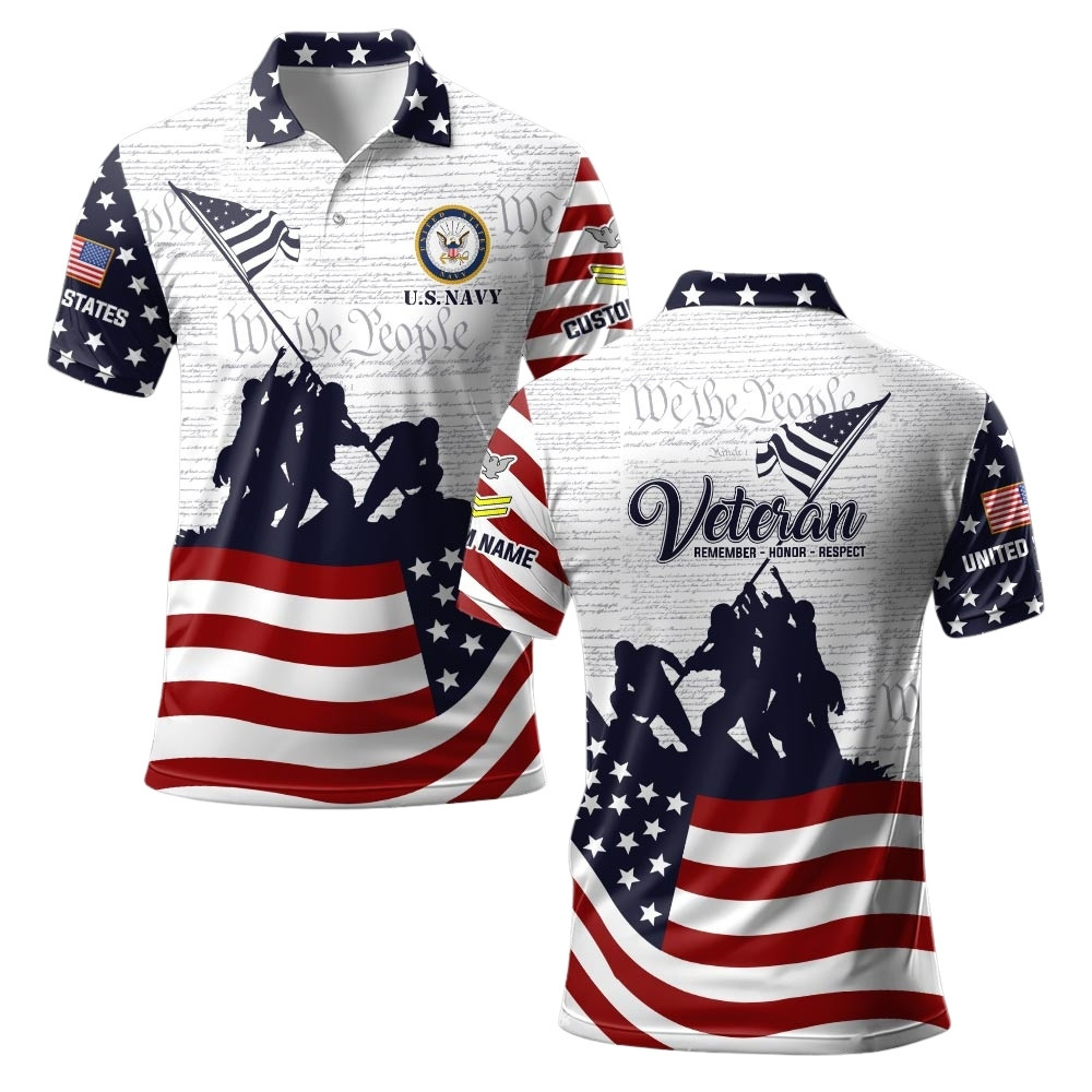 Premium Custom US Navy Polo Shirt VPVC219375, Gifts For Navy Veteran, Gifts For Veterans Day
