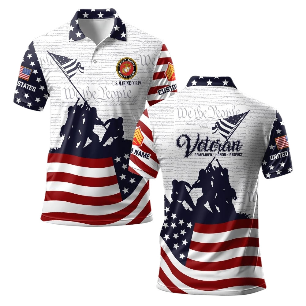Premium Custom USMC Polo Shirt VPVC219376, Gifts For Marine Veteran, Gifts For Veterans Day