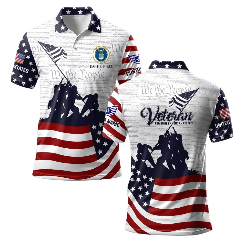 Premium Custom USAF Polo Shirt VPVC219377, Gifts For Air Force Veteran, Gifts For Veterans Day
