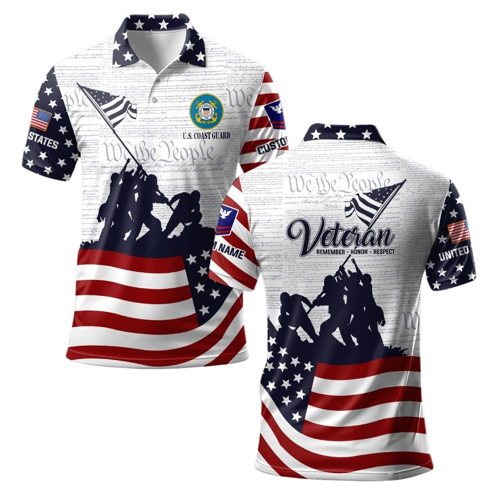 Premium Custom USCG Polo Shirt VPVC219378, Gifts For Coast Guard Veteran, Gifts For Veterans Day