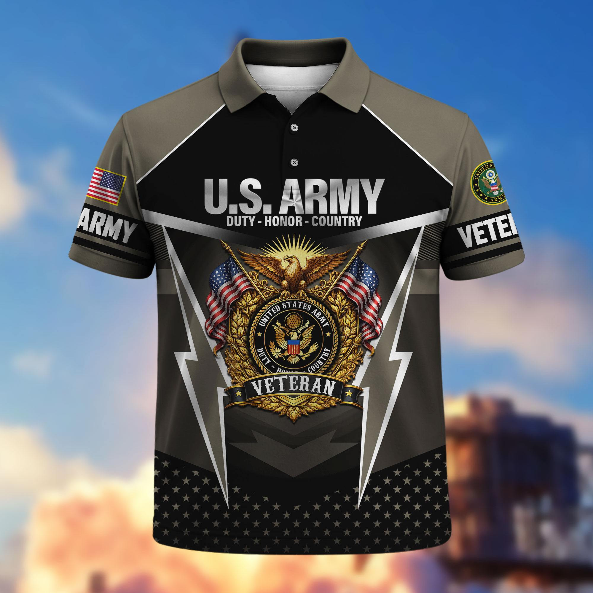 Premium US Veterans Polo Shirt ATTN090421, Gifts For US Veterans, Gifts On Father’s Day, Veterans Day