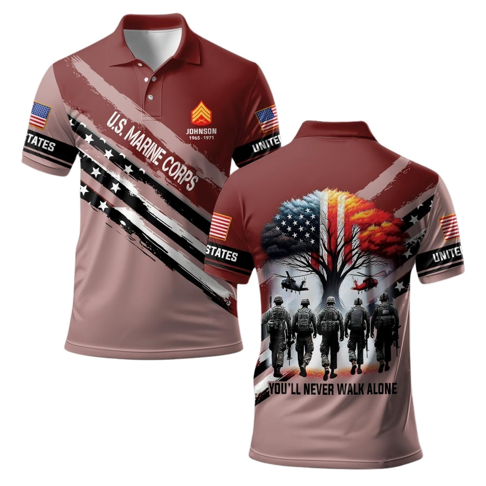 Premium Custom USMC Polo Shirt VPVC219386, Gifts For Marine Veteran, Gifts For Veterans Day