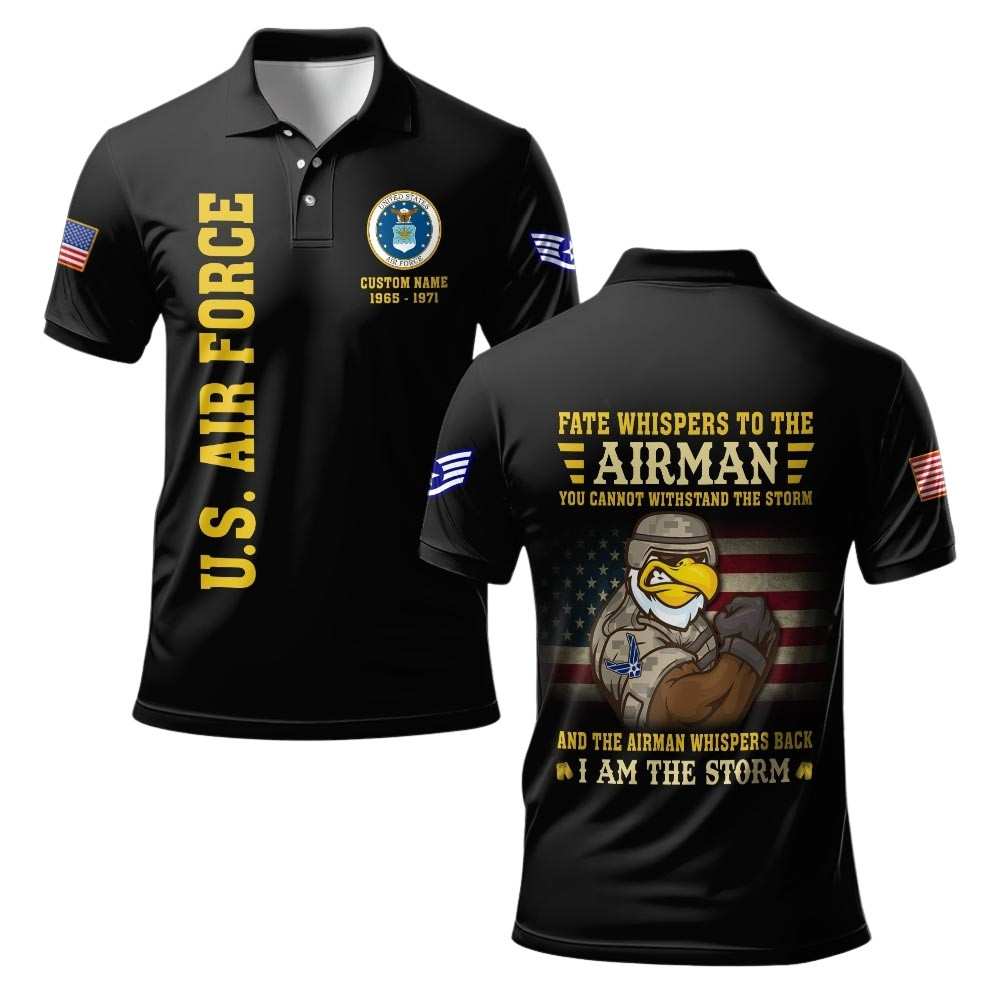 Premium Custom USAF Polo Shirt VPVC219397, Gifts For Air Force Veteran, Gifts For Veterans Day